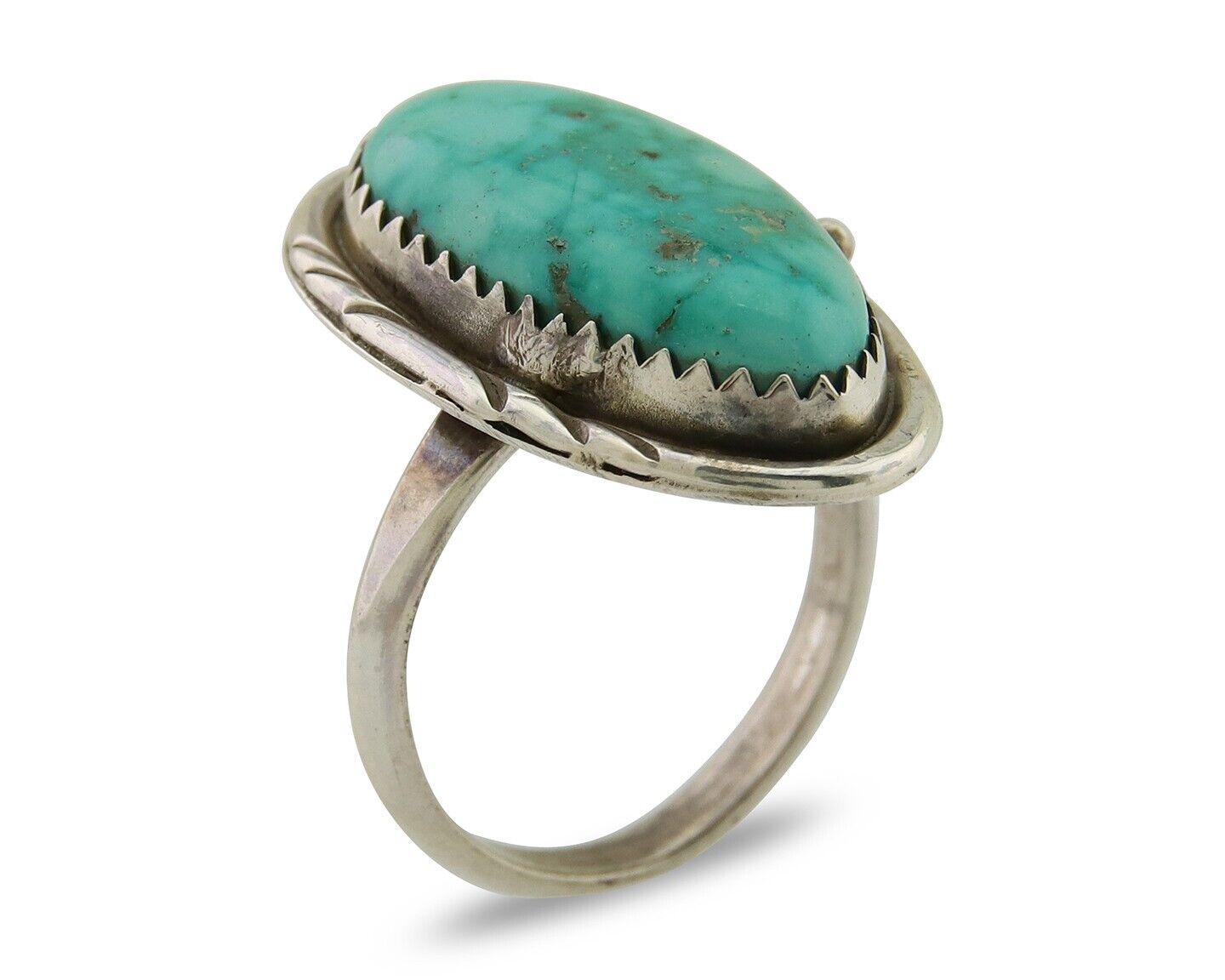 Navajo Ring 925 Sterling Silver Turquoise Native American Artist C.80's