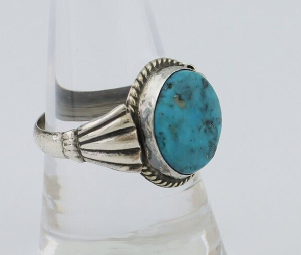 Navajo Handmade Ring 925 Silver Blue Turquoise Native American Artist C.80's