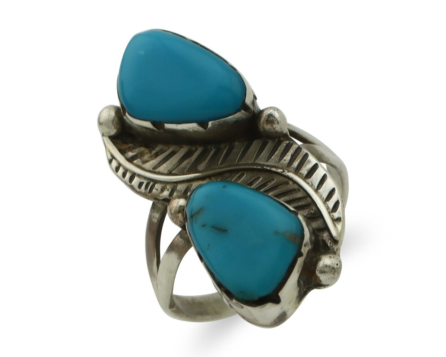 Navajo Ring 925 Silver Blue Turquoise Artist Signed K C.80's