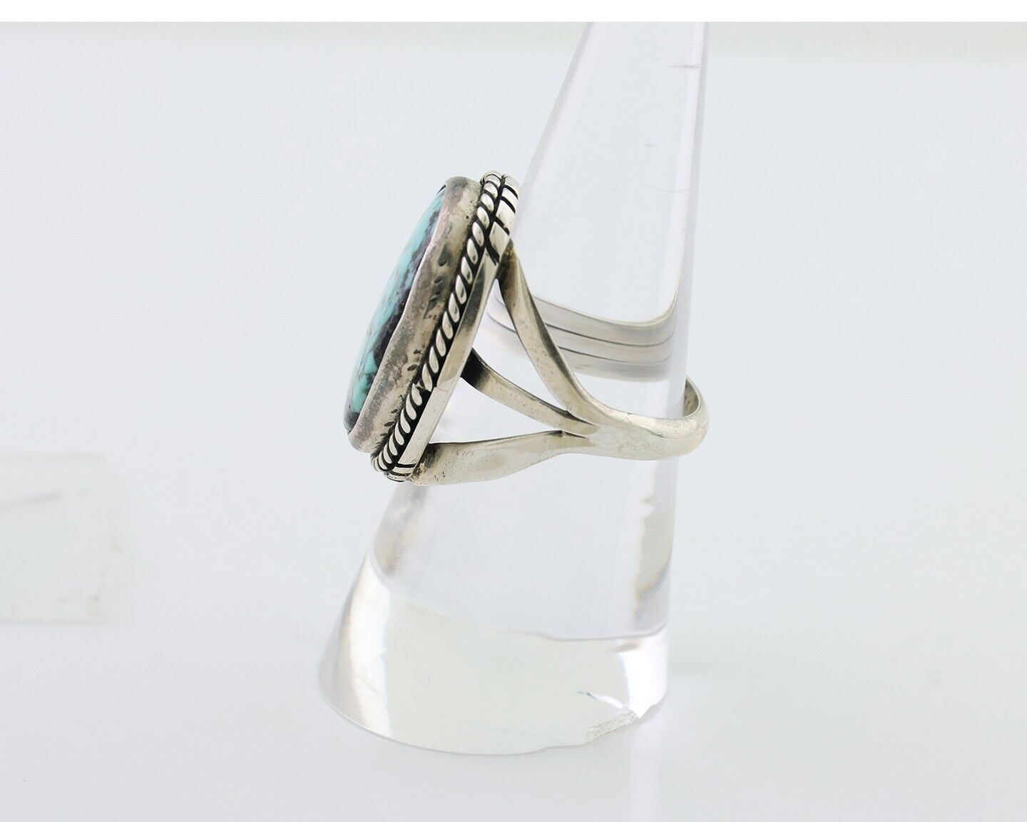 Navajo Ring 925 Silver Turquoise Native American Artist Size 7.75 C.80's
