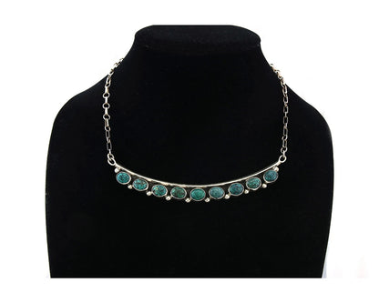 Navajo Necklace 925 Sterling Silver Natural Turquoise Vintage Signed C Montoya