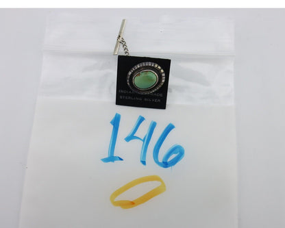 Navajo Tie Tack 925 Silver Natural Mined Turquoise Native American Artist C.80's