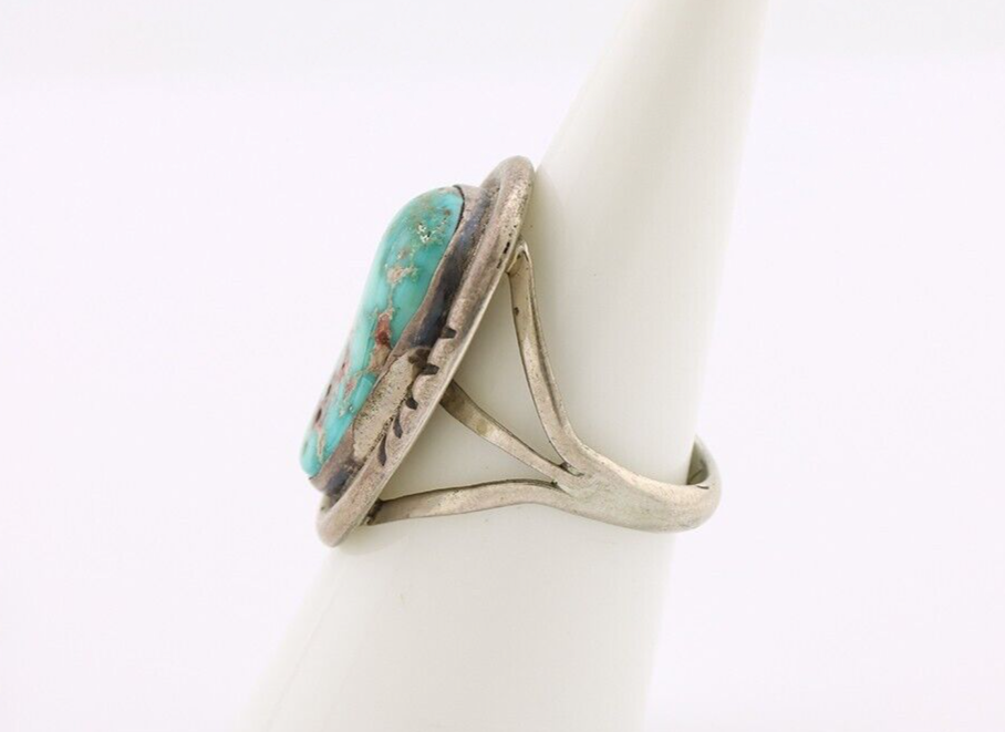 Navajo Ring .925 Silver Blue Turquoise Artist Signed Doug Zachary C.80's