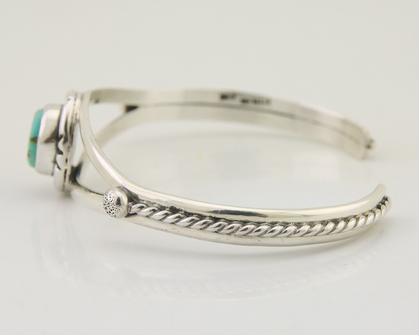 Navajo Bracelet 925 Silver Blue Turquoise Artist Signed Gecko C.80's