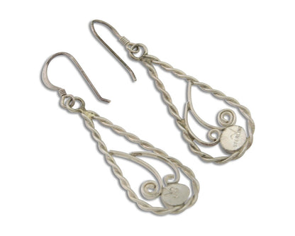 Navajo Dangle Earrings 925 Silver Natural Turquoise Artist Signed JB C.80's