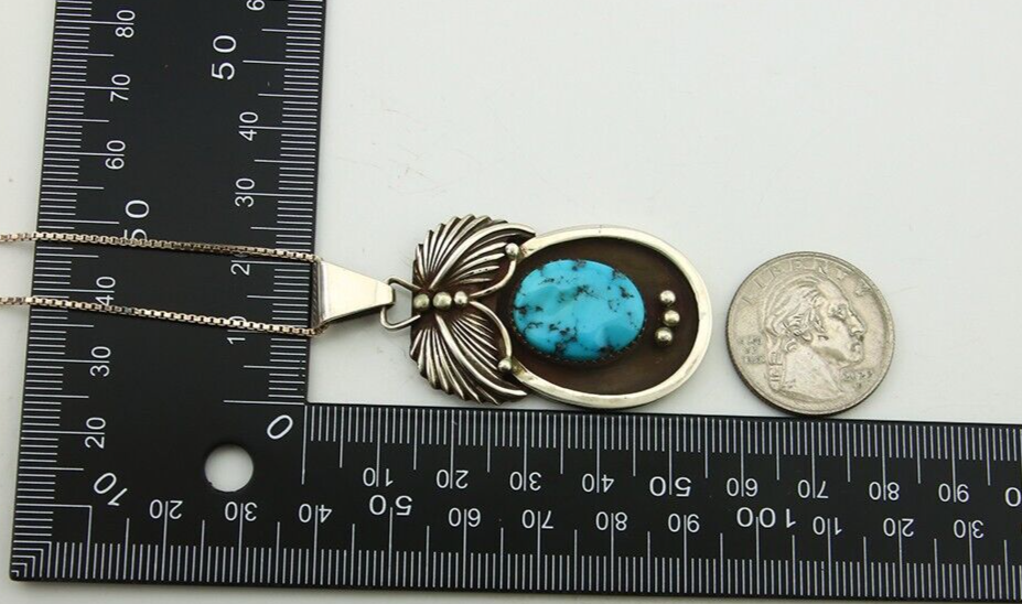 Navajo Necklace 925 Silver Natural Blue Turquoise Native American Artist C.80's