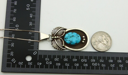 Navajo Necklace 925 Silver Natural Blue Turquoise Native American Artist C.80's