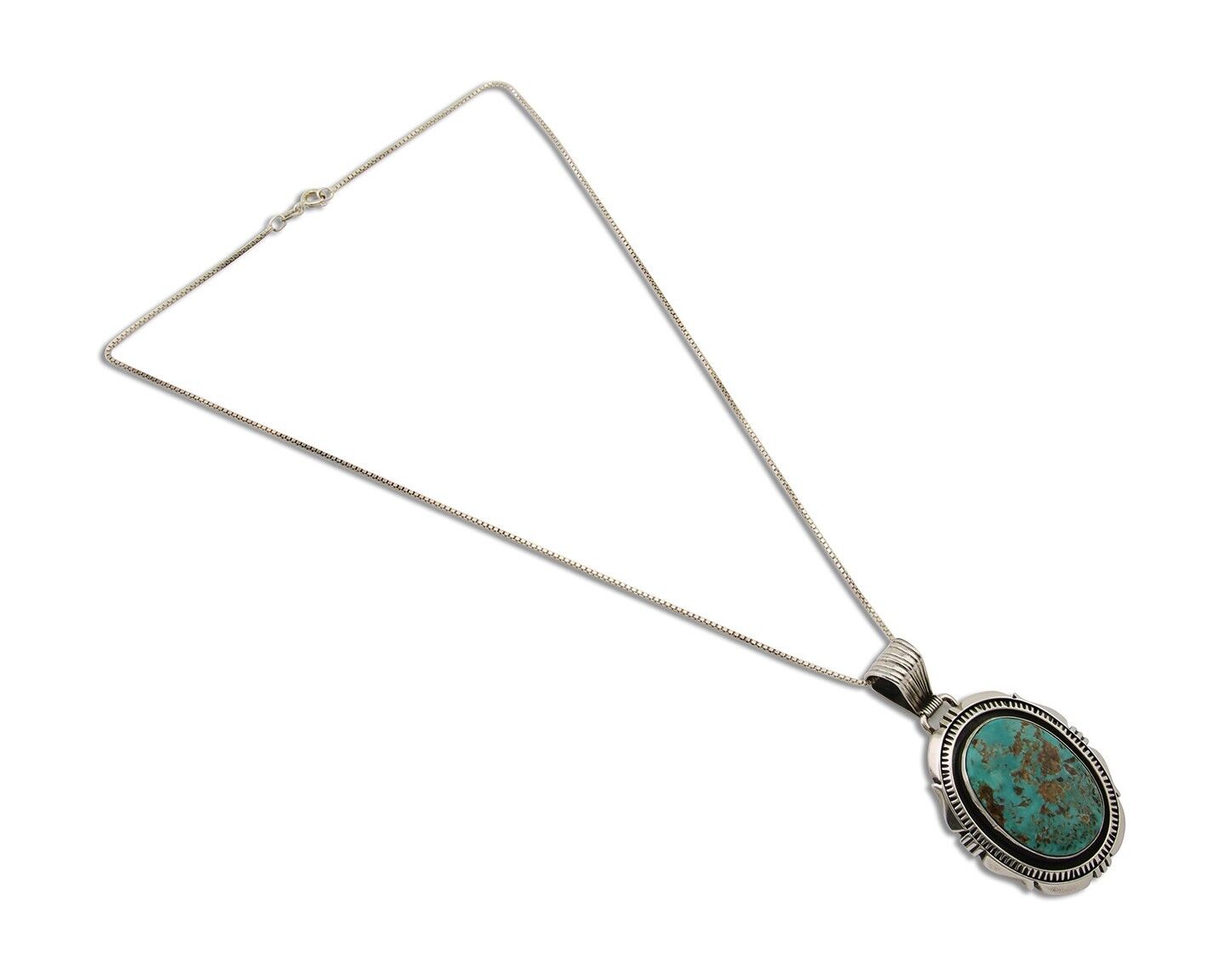 Navajo Necklace 925 Silver Natural Turquoise Artist Signed Mike Begay C.80's