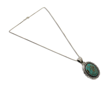 Navajo Necklace 925 Silver Natural Turquoise Artist Signed Mike Begay C.80's
