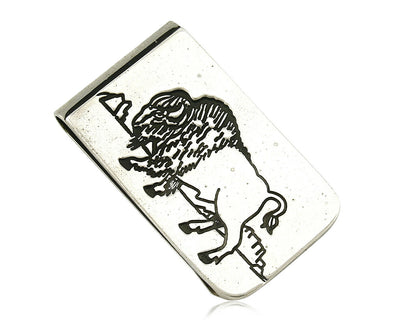 Navajo Money Clip .925 Silver & Nickle Hand Stamped Artist Native C.80's-90's