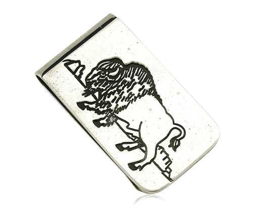Navajo Money Clip .925 Silver & Nickle Hand Stamped Artist Native C.80's-90's