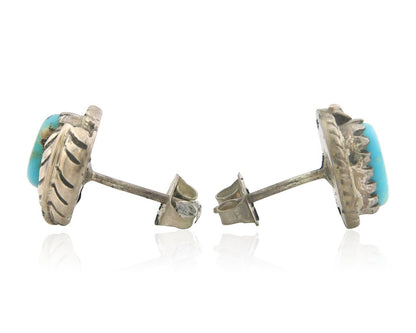 Navajo Earrings 925 Silver Natural Turquoise Native American Artist C.80's