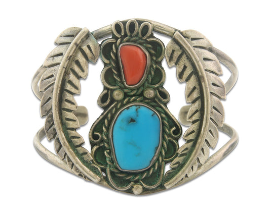 Vintage Navajo Bracelet 925 Silver Handmade Authentic Gemstone Traditional