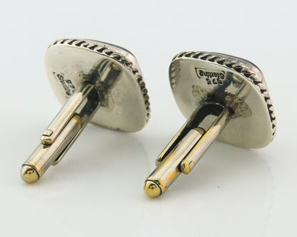 Navajo Cufflinks 925 Silver Native American Artist Natural Onyx C.80's