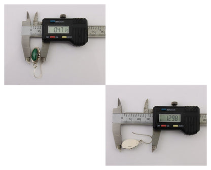 Navajo Earrings 925 Silver Natural Malachite Native American Artist C.80s