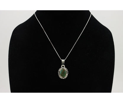 Navajo Necklace 925 Silver Arizona Turquoise Handmade Signed Gecko C.90's