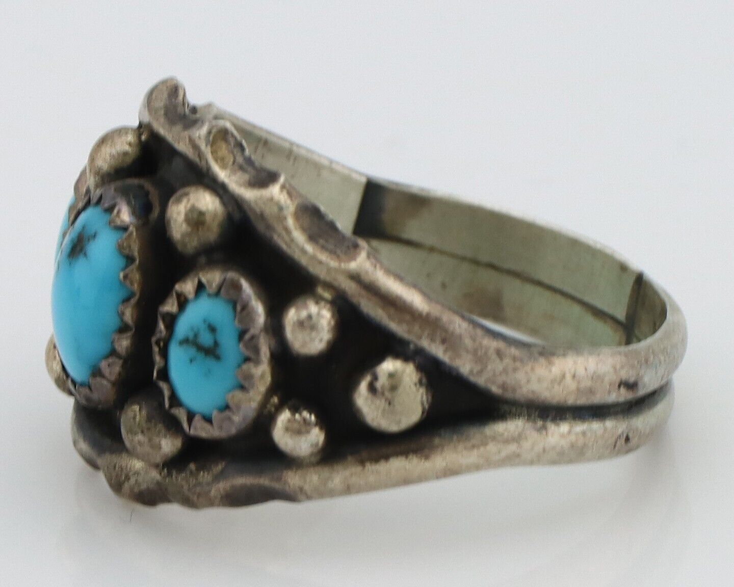Navajo Ring 925 Silver Turquoise Artist Signed E SkyStone Creations C.80's