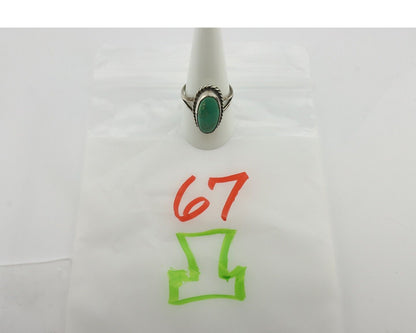 Navajo Ring 925 Silver Natural Green Turquoise Native American Signed C.80's