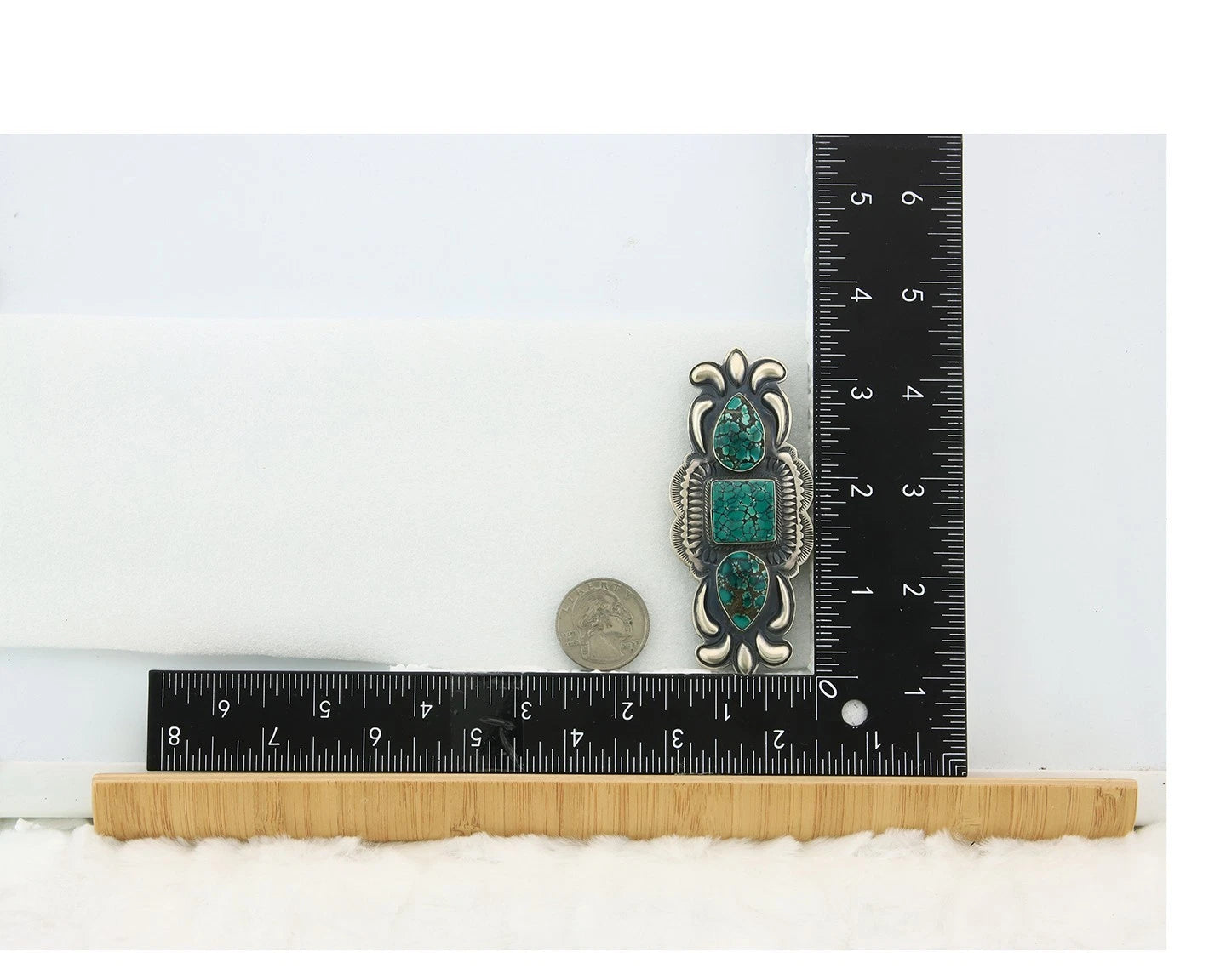 Navajo Handmade Pin Sterling Silver Turquoise Vintage Artist Signed PJ Begay