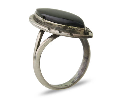 Navajo Handmade Ring 925 Silver Black Onyx Artist Signed #14 C.80's