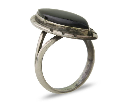 Navajo Handmade Ring 925 Silver Black Onyx Artist Signed #14 C.80's