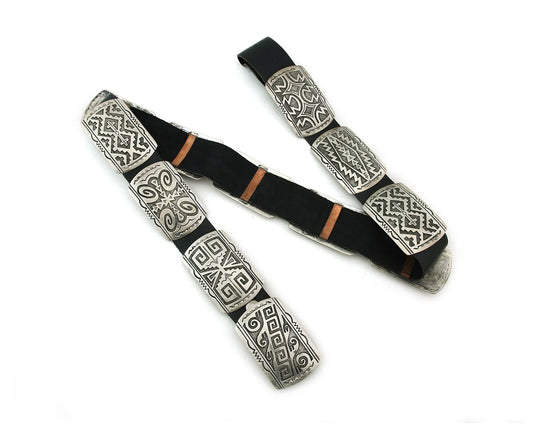 Navajo Concho Belt Sterling Silver Handmade Signed Arrowhead Vintage
