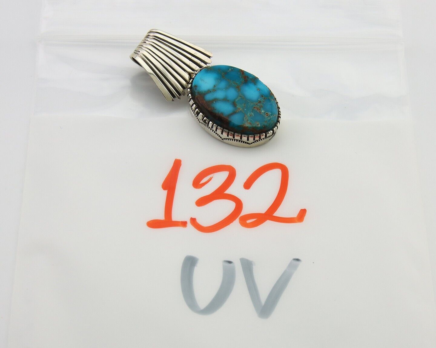 Navajo Pendant .925 Silver Turquoise Artist Signed D C.80's