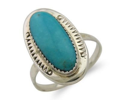 Navajo Ring 925 Silver Blue Turquoise Artist Signed CS C.80's
