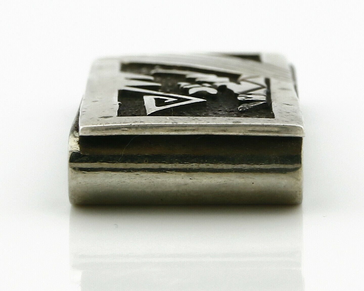 Navajo Money Clip .925 Silver & Nickle Hand Stamped Artist Richard Begay