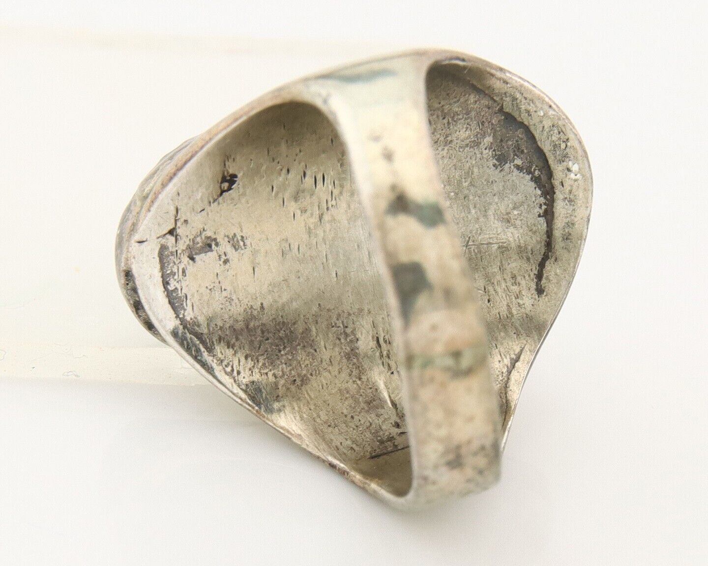 Navajo Ring 925 Sterling Turquoise & Coral Native Artist C.80's Size 6.5