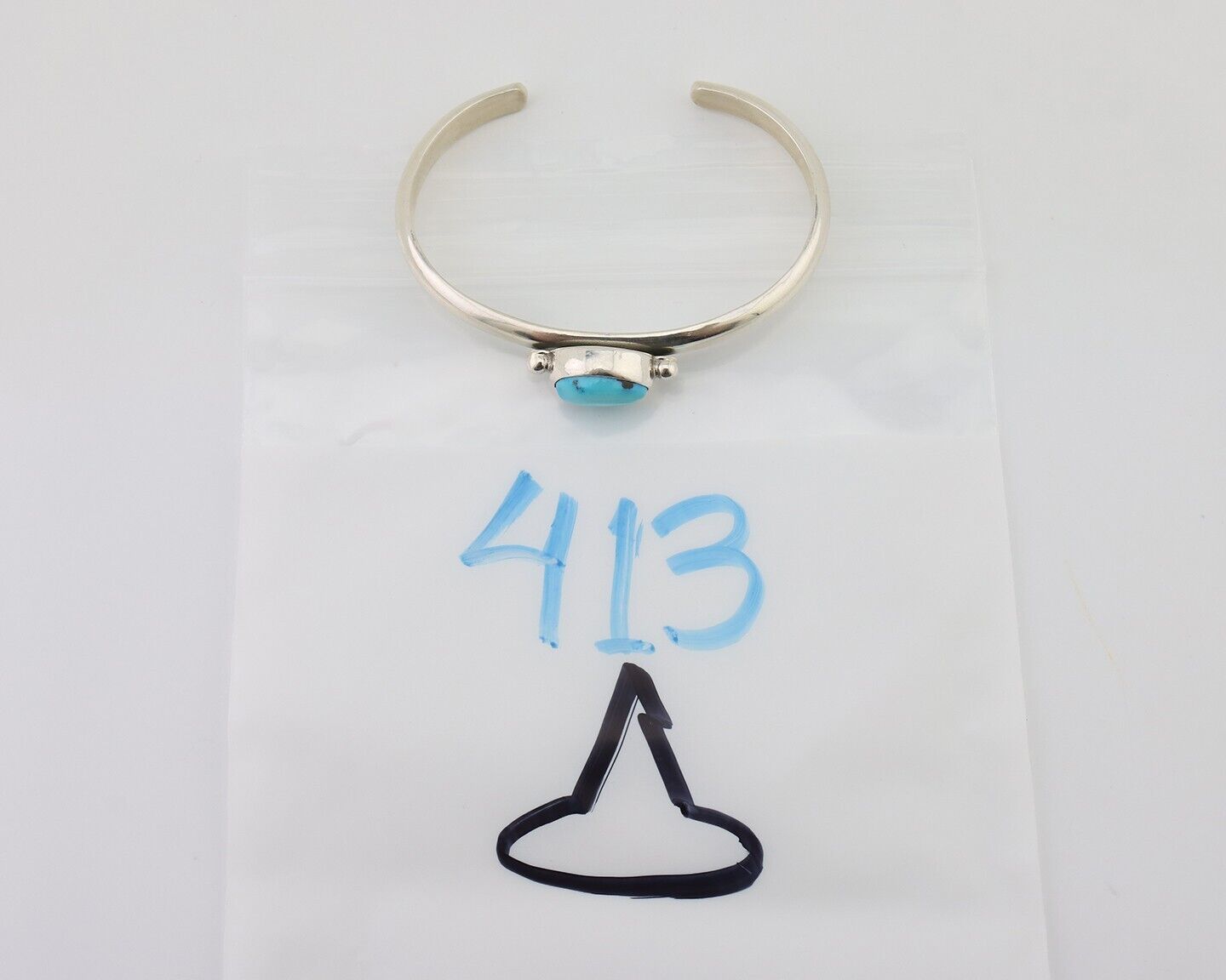 Navajo Cuff Bracelet 925 Silver Natural Blue Turquoise Native American C.80's