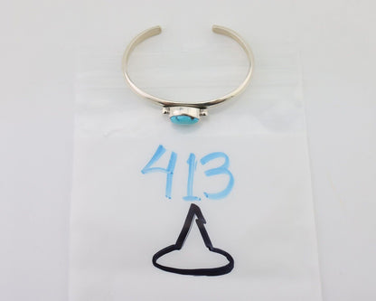 Navajo Cuff Bracelet 925 Silver Natural Blue Turquoise Native American C.80's