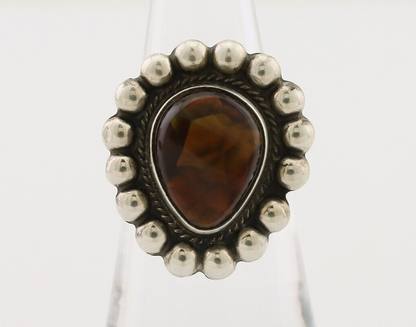 Navajo Handmade Ring 925 Silver Natural Fire Opal Native Artist Size 6.75 C.80's