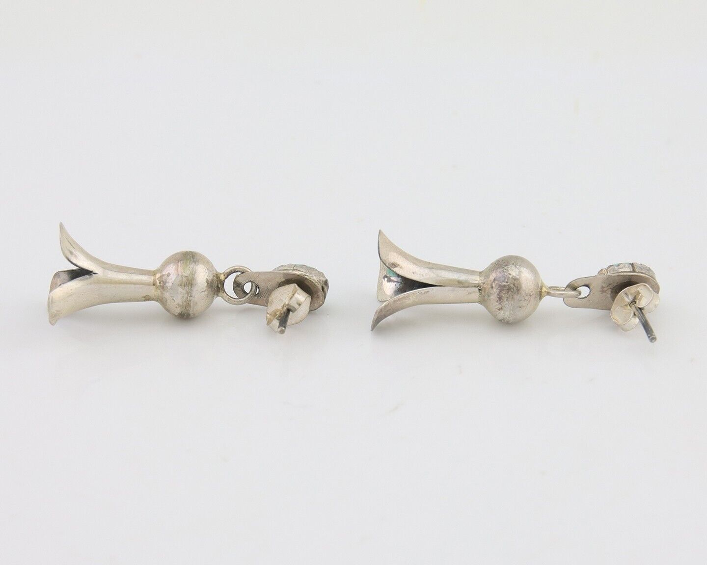 Navajo Dangle Squash Earrings 925 Silver Natural Turquoise Native Artist C.80's