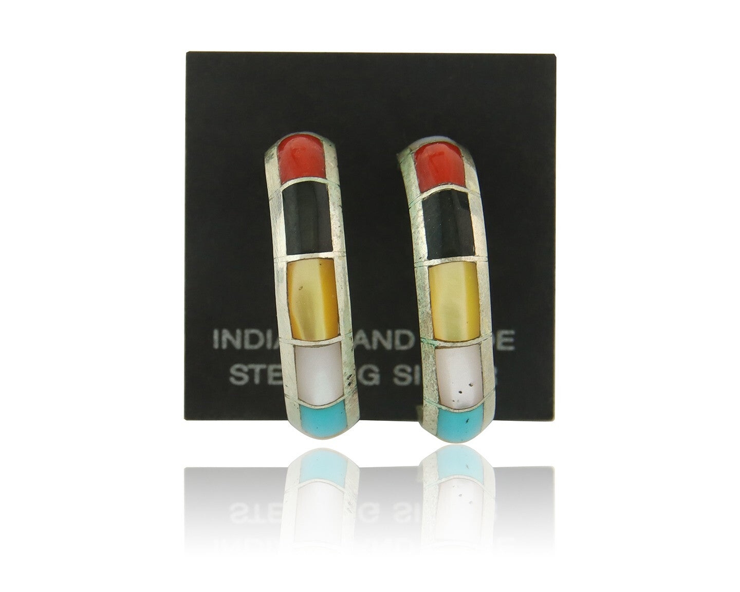 Navajo Earrings 925 Silver Natural Gemstone Native American Artist C.80's