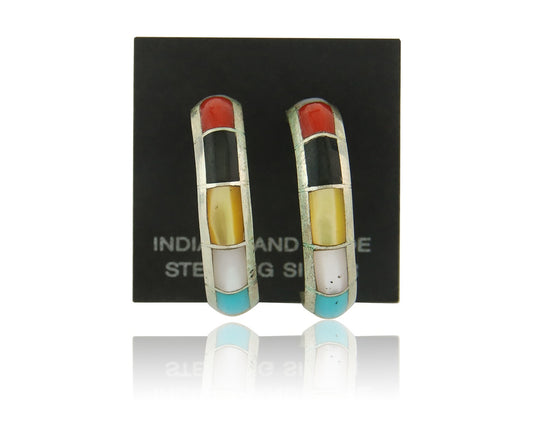 Navajo Earrings 925 Silver Natural Gemstone Native American Artist C.80's