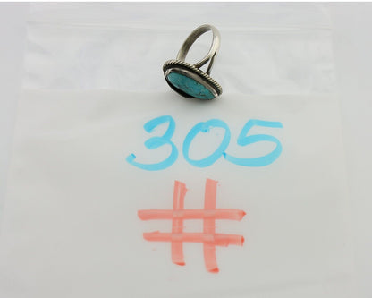 Navajo Handmade Ring 925 Silver Natural Turquoise Native American Artist C.80's