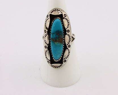 Navajo Ring 925 Silver Natural Kingman Turquoise Native American Artist C.80's
