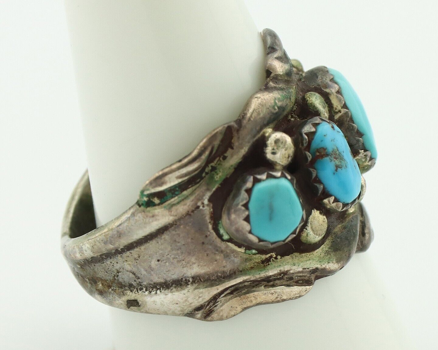 Zuni Ring .925 Silver Natural Sleeping Beauty Turquoise Native Artist C.80's
