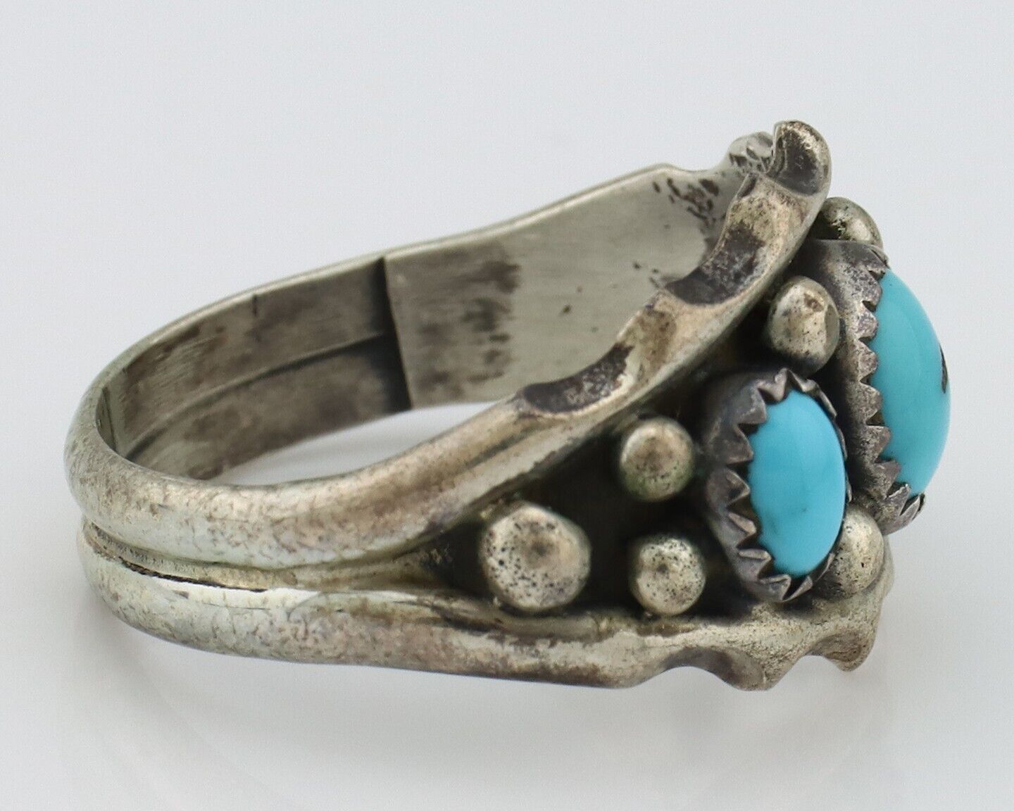 Navajo Ring 925 Silver Blue Turquoise Artist Signed SkyStone Creations C.80's