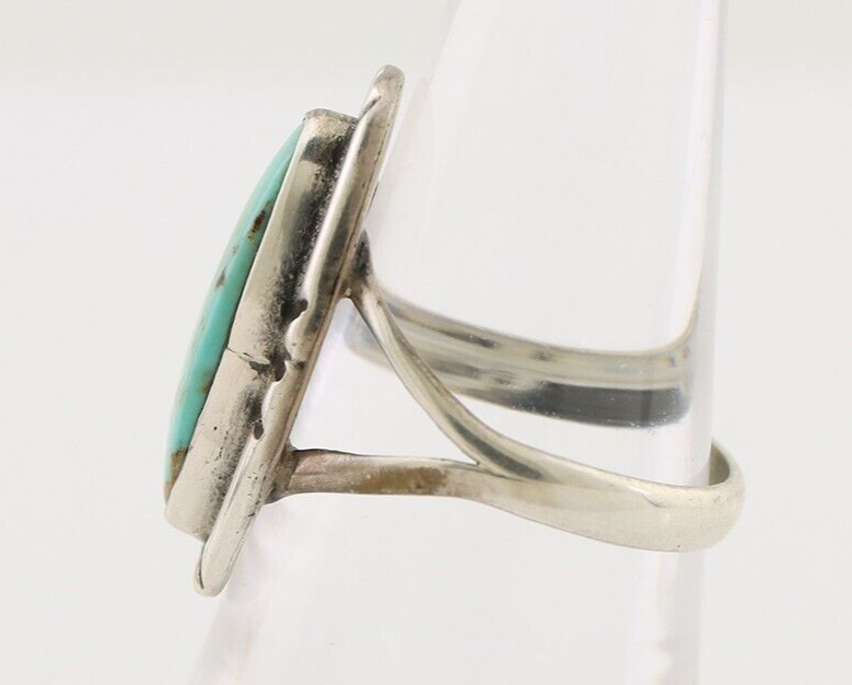 Navajo Handmade Ring 925 Silver Blue Turquoise Artist Signed Kachina C.80's