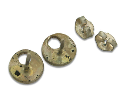 Zuni Earrings 925 Silver Inlaid Turquoise Native American Artist C.80's