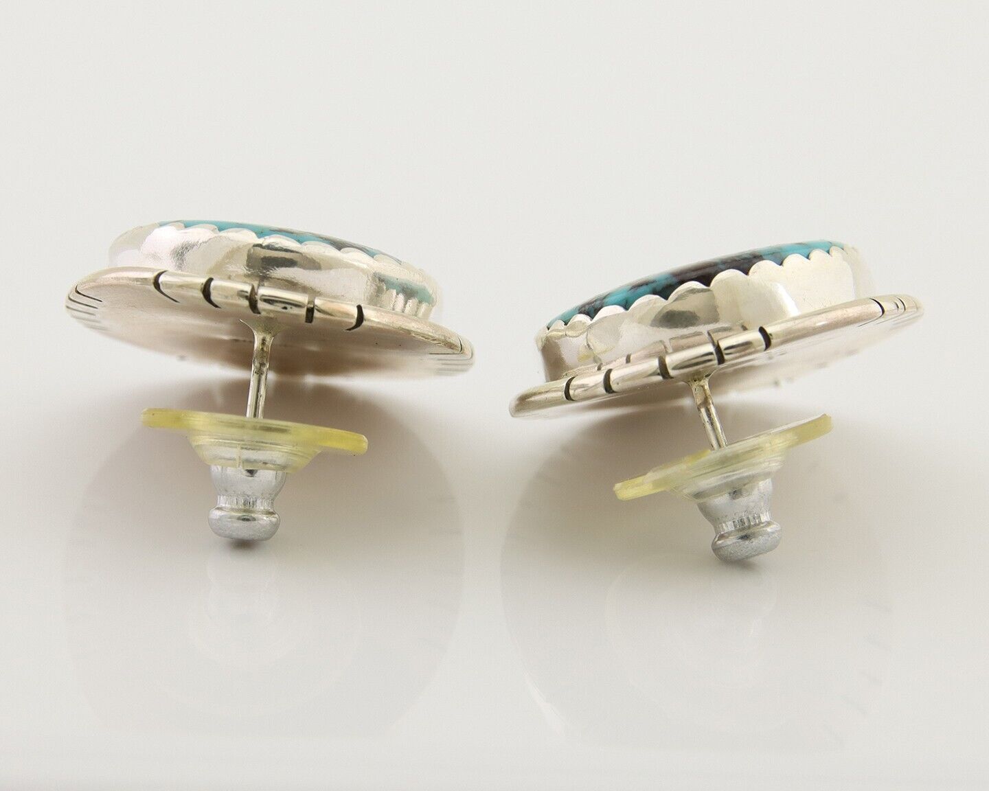 Navajo Earrings 925 Silver Blue Turquoise Native American Artist C.80's