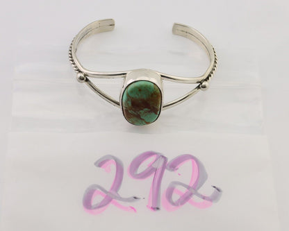 Navajo Cuff Bracelet 925 Silver Natural Blue Turquoise Artist Signed Gecko C.80s