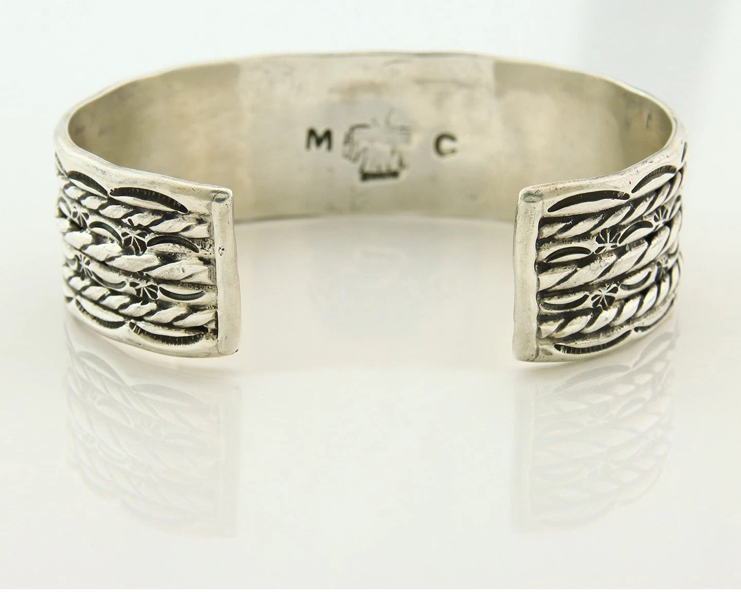 Navajo Cuff Bracelet 925 Sterling Silver Vintage Handmade Signed MC