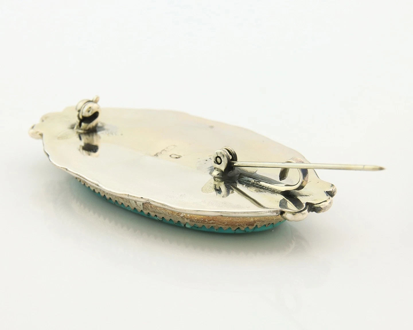 Navajo Handmade Pin Pendant Sterling Silver Turquoise Vintage Artist Signed D