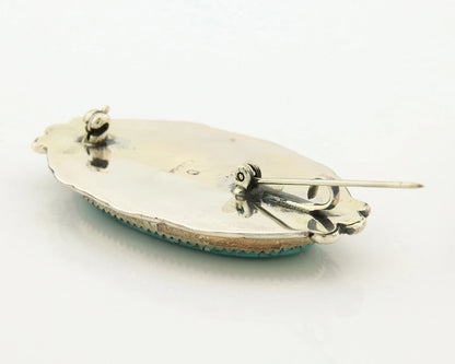 Navajo Handmade Pin Pendant Sterling Silver Turquoise Vintage Artist Signed D