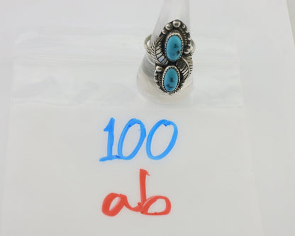 Navajo Ring 925 Silver Sleeping Beauty Turquoise Signed Sharon Cisco C.80's
