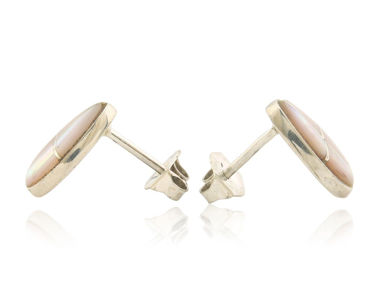 Navajo Earrings 925 Silver Pink Mussel Native American Artist C.80's