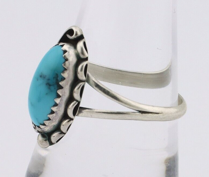 Navajo Ring 925 Silver Sleeping Beauty Turquoise Artist Signed SC C.80's